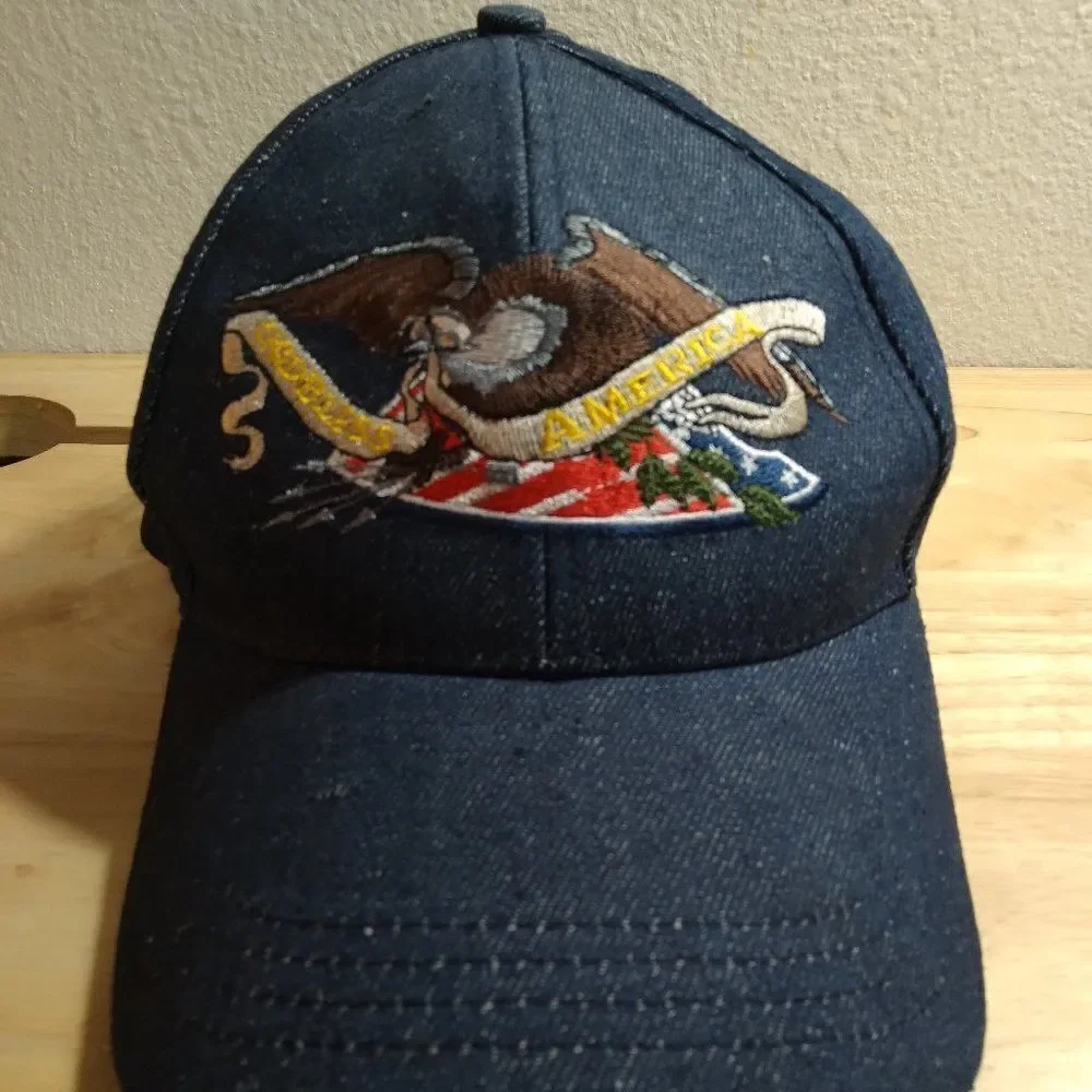 Vintage God Bless America Eagle Denim Hat